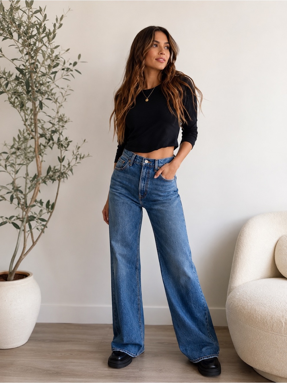 70s High Flare Jeans Size 27 High Rise Wide Leg Bell Bottom Denim